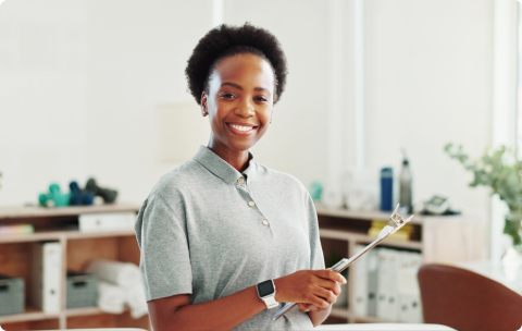 Lady holding a report